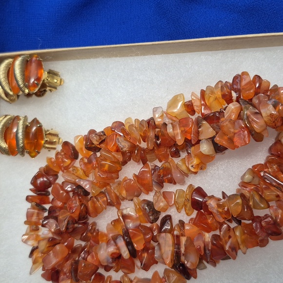 Genuine Carnelian Stone Necklace and Earring Set main image 1